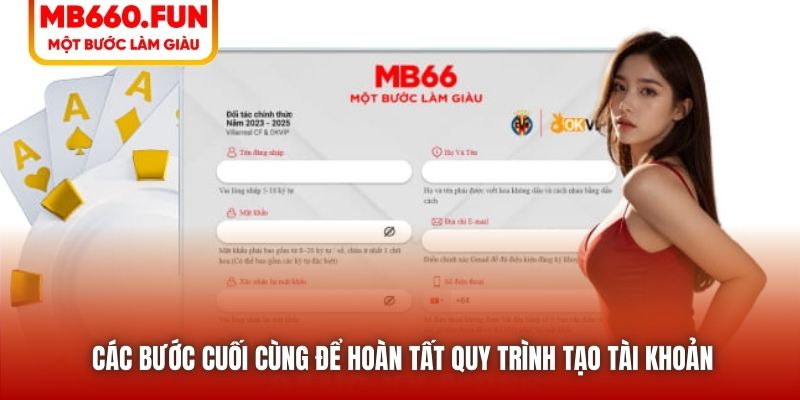 Các bước cuối cùng để hoàn tất quy trình tạo tài khoản